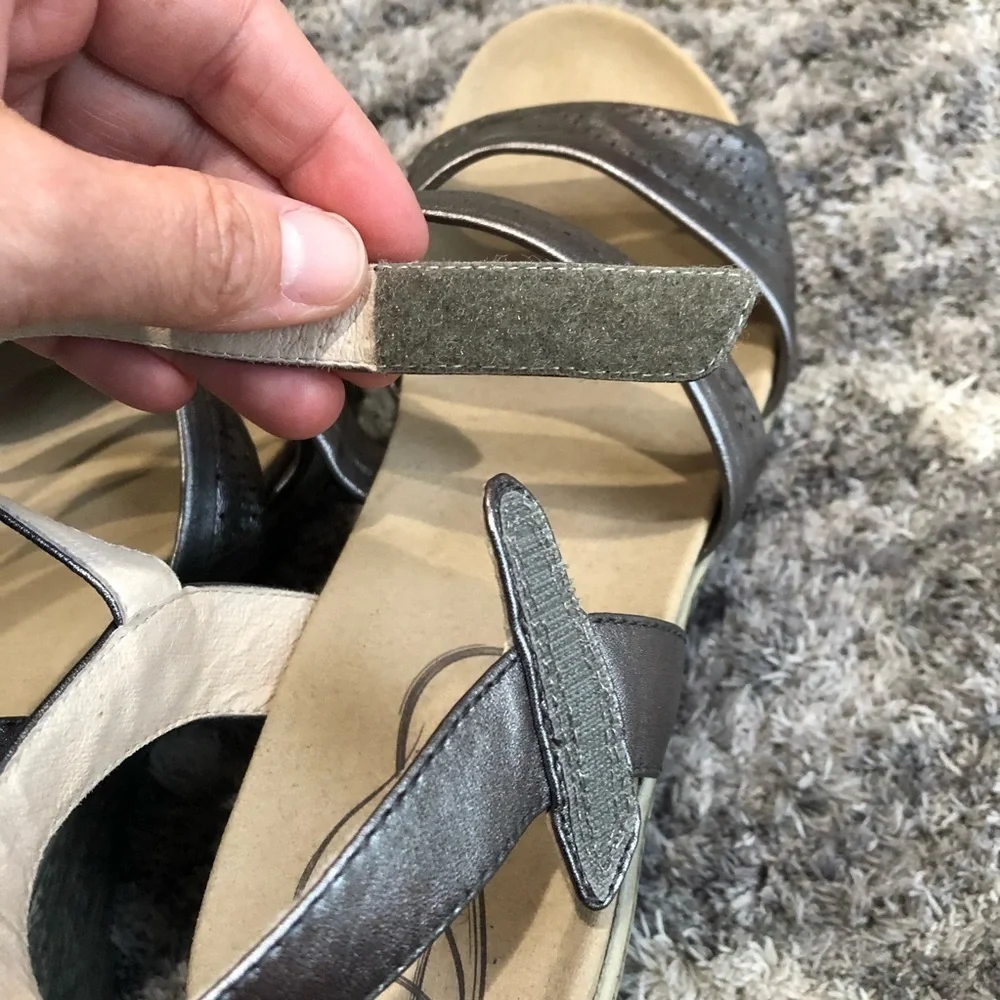Umberto Raffini‎ oceanic Wedge sandals size 41 Metallic Silver Open Toe Leather